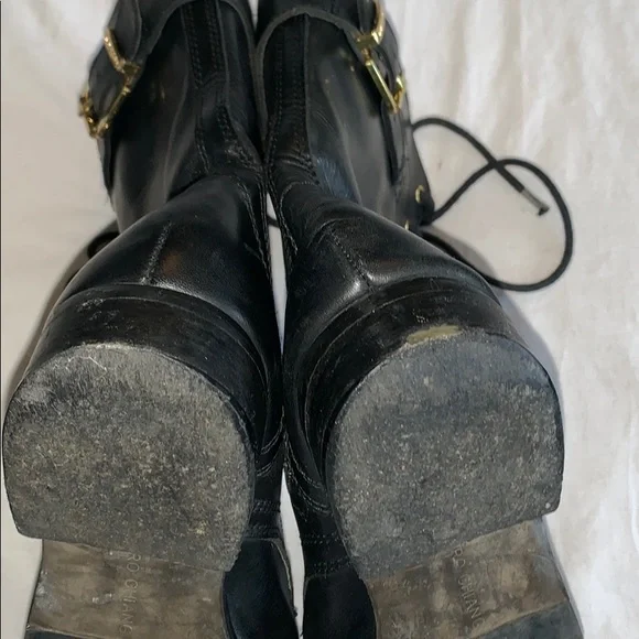 Black with Gold Buckle Arturo Chiang Combat Boots - Picture 7 of 8